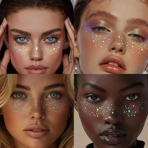 6 Pezzi Adesivi Olografici Glitterati per Viso e Corpo, Tatuaggi Temporanei a Forma di Stella Carina - Product Image 2