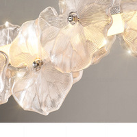Lustre en verre de luxe français de 39,4 pouces, design lotus moderne, pour comptoir de bar, décoration artistique, lampe suspendue LED pour salle à manger