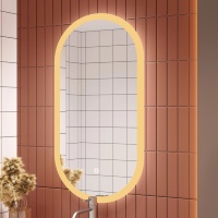 Miroir intelligent anti-buée à capteur tactile HD rétroéclairé par LED de forme ovale moderne personnalisé pour salle de bain et douche