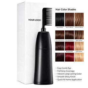 Crème colorante permanente pour cheveux à l'extrait d'herbes naturelles avec pinceau applicateur, prix d'usine pour femmes et hommes - Product Image 1