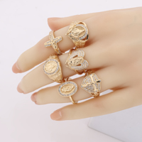 Nouvelles bagues religieuses catholiques en laiton plaqué or 18 carats, serties de zircon, motif Vierge Marie de Guadalupe, pour femmes, Oro Laminado Anillos