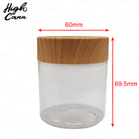 Tarro de Plástico PET HighCann de 3oz 4oz 3.5g para Flores Secas, Tarro de Plástico con Acabado Madera Resistente a Niños, Etiqueta Personalizada