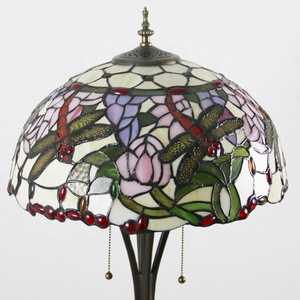 LongHuiJing Dragonfly Tiffany Style Stained Glass Floor <b>Lamps</b> 63Inch With 16Inch Wide Handmade Shade Resin <b>Base</b> <b>Lamp</b> - Product Image 5