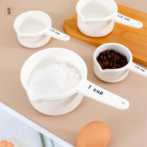 Ensemble de tasses à mesurer en céramique, 4 pièces, blanc, avec échelle, pour la pâtisserie, utilisation en cuisine, DB1562 - Product Image 5