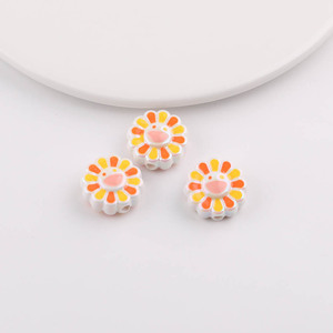 Cuentas de flores acrílicas de 10 mm para la fabricación de joyas, accesorios de bricolaje, forma de pétalo, cuentas sueltas coloridas - Product Image 4