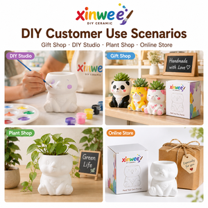 Kit <span class=keywords><strong>de</strong></span> Jardinage Écologique pour Enfants : <span class=keywords><strong>Pot</strong></span> en Céramique en Forme d'Animal pour Plantes Succulentes, à Peindre Soi-même, Décoration Maison Précoce - Product Image 2