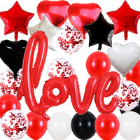 Ballons en latex à motif cœur et étoile rouges et blancs, thème amour, lettres cursives, pour la décoration de la Saint-Valentin – Vente chaude