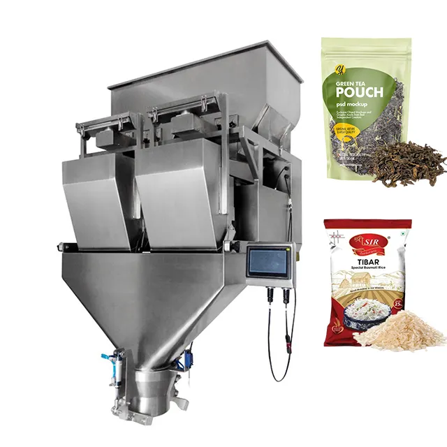 Modular 2 head linear weigher sugar packing machine weighing tea rice nuts small granule products food packaging machine