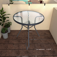Table basse ronde en verre trempé de haute qualité pour les loisirs en plein air