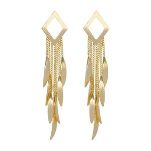 Hete Verkoop Vrouwen Vergulde Lange Kwast Oorbellen Fijne Oorknopje - Product Image 1