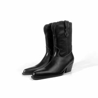 Cheville et chausson Vintage Western Cowboy bottes femmes talon épais moyen mi-mollet bottes