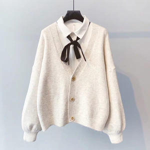 Coréen <span class=keywords><strong>Chic</strong></span> Tops Femmes <span class=keywords><strong>Pull</strong></span> Cardigans Oversize Automne Hiver Femme Filles col V En Tricot Cardigans Filles Outwear Pulls - Product Image 6
