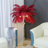 H05361 Design unique Décoration d'hôtel et de maison Support en cuivre Arbre à plumes d'autruche
