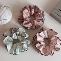 Élastiques à cheveux haut de gamme à bords ondulés, magnifiques accessoires de coiffure, petits chouchous à imprimé floral, bandeaux coréens tendance et élégants