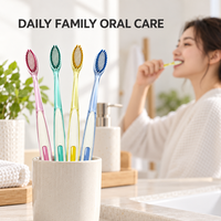 Brosse à dents manuelle pour adultes avec manche transparent, poils souples, nettoyage en profondeur, antidérapante, pour usage domestique, étiquette privée personnalisée