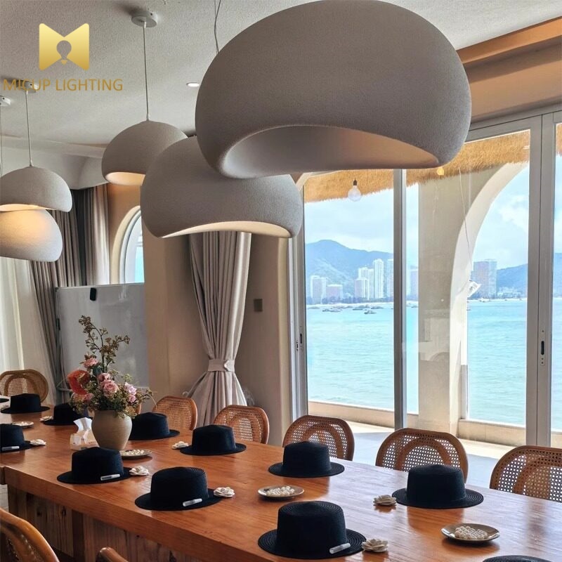 Wabi-sabi Style White Pendant Light Modern Minimalist Design Living Room Lighting Chandelier for Reception Dining Table