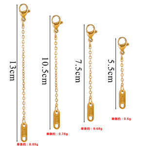 Cadena de Extensión con Cierre de Langosta |   Extensor de Etiqueta de Acero Inoxidable con Baño de Oro PVD de 18K para Pulseras y Collares, Ideal para Creación de Joyería DIY - Product Image 2