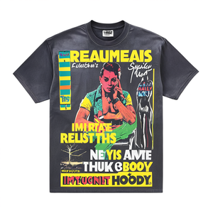เสื้อยืดคอตตอนทรงสปอร์ต สตรีทแวร์ โอเวอร์ไซส์ ไหล่ตก แขนสั้น พิมพ์ลายวินเทจ สำหรับผู้ชาย (แบบดรอปชิป) - Product Image 2