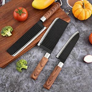Cuchillo de cocina japonés Wa Handle, pieza única vendida por separado, mango de madera de haya o PP con revestimiento estampado, Santoku, Nakiri, Cleaver - Product Image 5