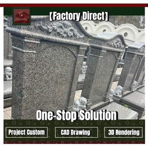 Lápida de Granito GOLDKING con Diseño Clásico, Tallados Florales y Detalles de Cabeza de León para <span class=keywords><strong>Monumento</strong></span> Funerario, Mausoleo Familiar - Product Image 1