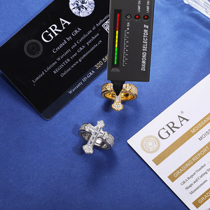 Anello da Uomo Stile Hip Hop da Festa con Croce in Argento Sterling 925 e Diamanti <span class=keywords><strong>Baguette</strong></span> Moissanite Certificata GRA Ghiacciata - Product Image 4