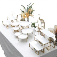 Ensemble de présentoirs à desserts de luxe en métal pour mariage, 14 pièces, plateau à bonbons, plateau à gâteaux, décoration de table de réception