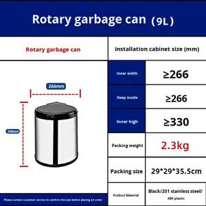 ตู้เก็บขยะในครัวแบบฝังใต้ซิงค์ แยกประเภทสองช่อง ฝาปิดทันสมัย ตะกร้าแบบดึงออกได้ ซ่อนในตัวสำหรับห้องรับประทานอาหาร - Product Image 4