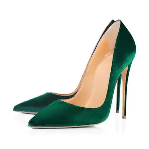 Retro Green Pointed Toe thin heel Classic Satin Stilettos Pumps