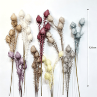 Vente en gros de fleurs artificielles en mousse PE de 120 cm, faux éryngium, faux églantier séché, couleur grise personnalisée pour les arrangements floraux de mariage, d'hôtel, de style Wabi Sabi