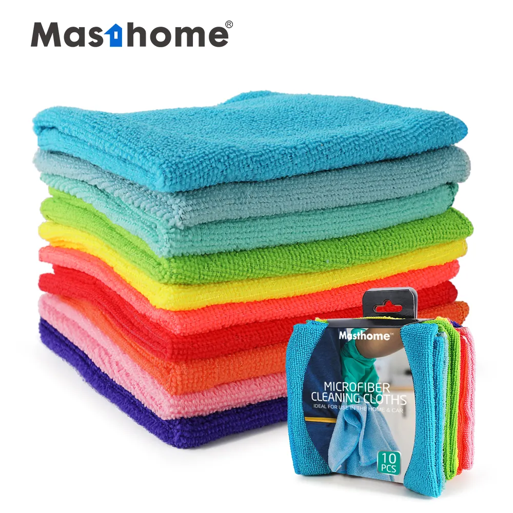 Masthome Eco-Friendly 10PCS Recycled PET Cleaning Rags Microfiber Kitchen Cleaning Cloths Multicolor Dish Cloths