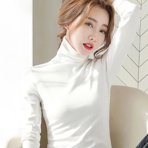 Women's Fleece Lined Turtleneck Long Sleeve <b>Top</b> Solid Color Anti Pilling Slim Fit Inner <b>Layer</b> Shirt Autumn Winter Wear - Product Image 2