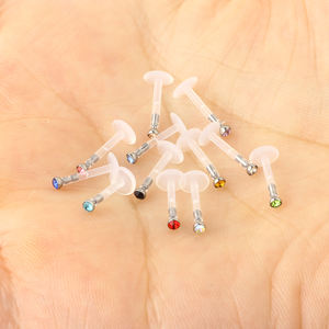 <span class=keywords><strong>Piercing</strong></span> para la nariz y el pezón, anillo de cristal acrílico mezclado de 16G, Labret, Monroe, labio, carne, vientre, <span class=keywords><strong>Piercing</strong></span>, Boiflex, 12 colores - Product Image 2