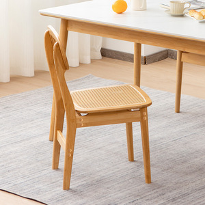 Rattan Dining Chair Japanese Style Minimalist Modern Backrest Chair For Home Small Apartment Nordic Design - Product Image 3