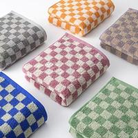 Cotton Hand Towels Bath 100cotton Factory Wholesale Checkered Cotton Water-absorbent Thick Soft and Comfortable Face Towels