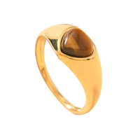 Bagues cœur en acier inoxydable imperméable plaqué or PVD 18 carats Bague cœur naturel