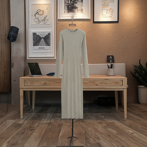 CNSHELL Abito Lungo <span class=keywords><strong>Aderente</strong></span> Sexy con Maniche Lunghe e Collo Tondo, <span class=keywords><strong>Vestito</strong></span> Primaverile a Fascia per Donna - Product Image 4