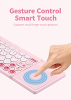 Clavier pliable rose Z3 pour femmes et filles, touches décoratives souriantes, 64 touches sans fil avec pavé tactile pour la maison et les études