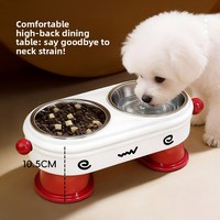 Bol pour chien élégant en PP, surélevé et arrondi, résistant aux chutes, avec soutien de la colonne cervicale, double bol pour l'alimentation et l'eau, emballé individuellement, 2-en-1