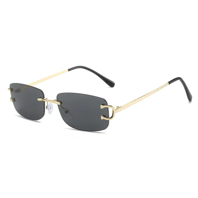 Nouvelles nuances lunettes de soleil luxe sans monture en métal Vintage carré lunettes personnalité minimaliste rue photographie lunettes de soleil