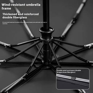 Sombrilla Moderna Totalmente Automática, Grande, con Revestimiento Negro Grueso, Portátil, con Mango Pequeño Dorado, para Protección Solar - Product Image 4