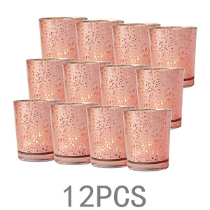 Set di 12 pezzi porta candele in vetro luce da tè per matrimonio <span class=keywords><strong>oro</strong></span> votivo con tappo in alluminio per matrimoni - Product Image 2