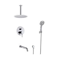 Ensemble de douche thermostatique mural multifonctionnel moderne personnalisé, avec pomme de douche pluie haute pression de 8 pouces et douchette à main