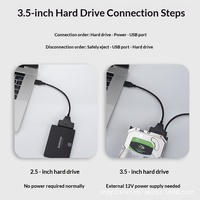 Kabel USB 2.0/3.0/Type-C ke SATA 30cm dengan Daya DC untuk SSD/HDD 2.5/3.5 Inch, Berjaket PVC dan Terlindungi