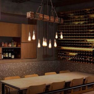 ثريا ريفية صناعية عتيقة عتيقة ، مصباح خشبي طويل متدلي للبار والقارب القديم ومستوحى من العلية - Product Image 5