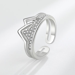 Mountain <b>Adjustable</b> <b>Ring</b> Pave Set Zircon Copper White Gold Plated Waterproof <b>Rings</b> Non Tarnish Jewelry For Women - Product Image 4