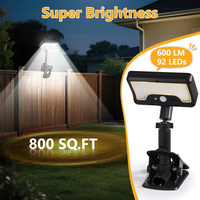 Lampu Tenaga Surya Clip On LED Isi Ulang, Dapat Diputar, Sensor Gerak Keamanan Luar Ruangan, Tahan Air, untuk Pagar Taman, Garasi, Berkemah, Dekorasi, USB