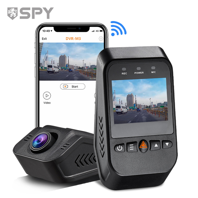 SPY 3 in 1 Rearview Front Rear Dash Cam Board Camera Wifi Display With Battery Voice Commands