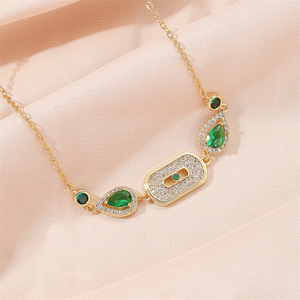 Bracelet géométrique à boutons Rakol BP6004, haute qualité, plaqué or véritable 18 carats, bracelet de luxe en émeraude, bijoux pour femmes - Product Image 3