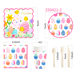 DAMAI <b>Easter</b> Supplies Colour Party Decoration for <b>Easter</b> Egg Party Tableware Set Disposable Scalloped Paper Plates - Product Image 6
