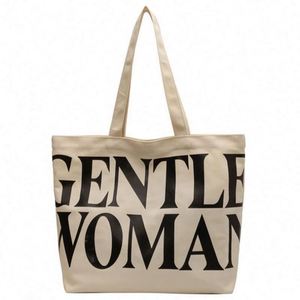Large Capacity Letter All Seasons Canvas <b>Tote</b> Strap <b>Bag</b> Spring Summer Fashion Design Printed Printing Pattern Single Shoulder - Product Image 1